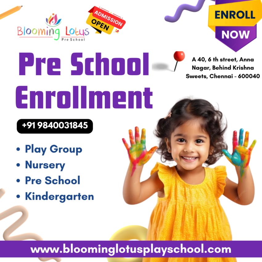 Start Your Child's Educational Journey at Blooming Lotus Play School in Chennai One of the Best play schools of Anna nagar, Admission open for Day care , Play Group, Nursery and Pre school activities