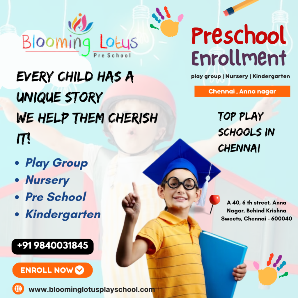 Admission Alert: Secure a Bright Future for Your Child at Blooming Lotus Play School Admission open for Nursery ,play group, Day care and Pre school activities , Enroll now , Limited seats only in Anna Nagar , Chennai