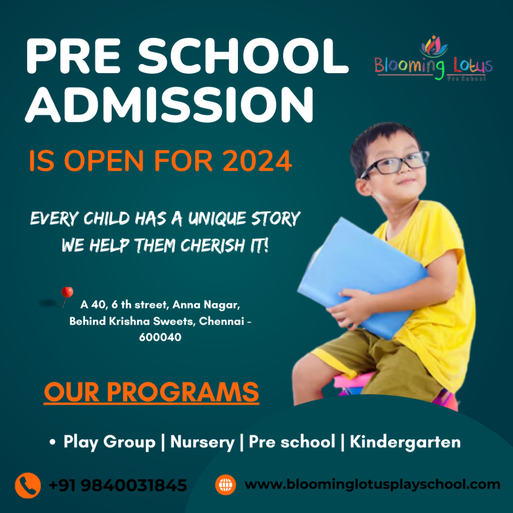 Admission open for the programs are Daycare,Kindergarten,pre school and play school